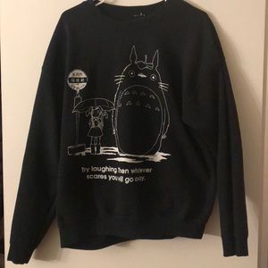 Black and White Cozy Totoro Sweater size Large